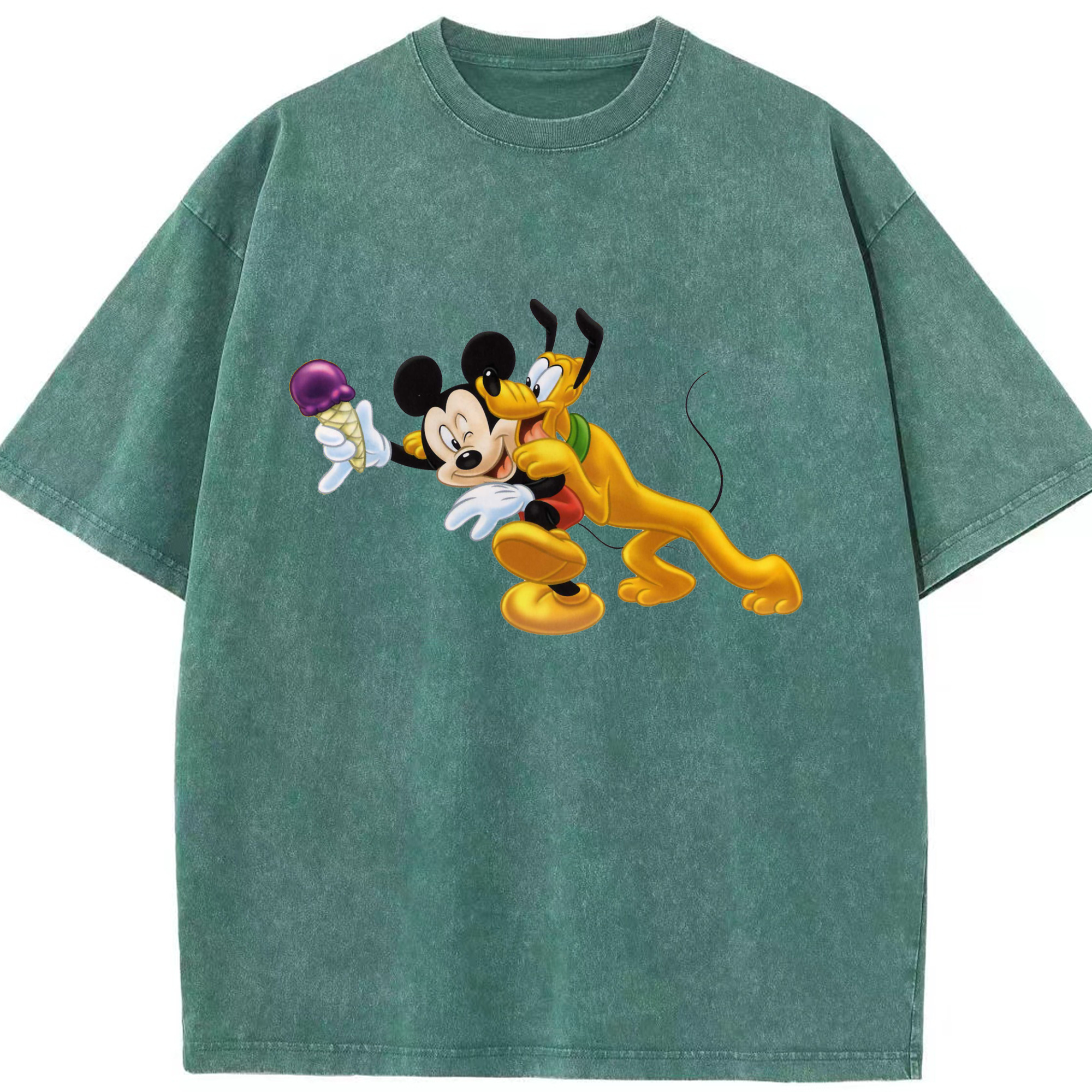 （画像用） ミッキーマウス Mickey Mouse 綿100% ヴィンテージ風 半袖Tシャツ（フロントプリント）
